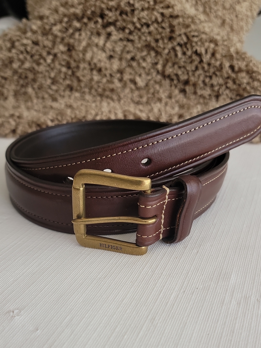 Tommy Hilfiger Mohogany Brown Leather Belt sz40
